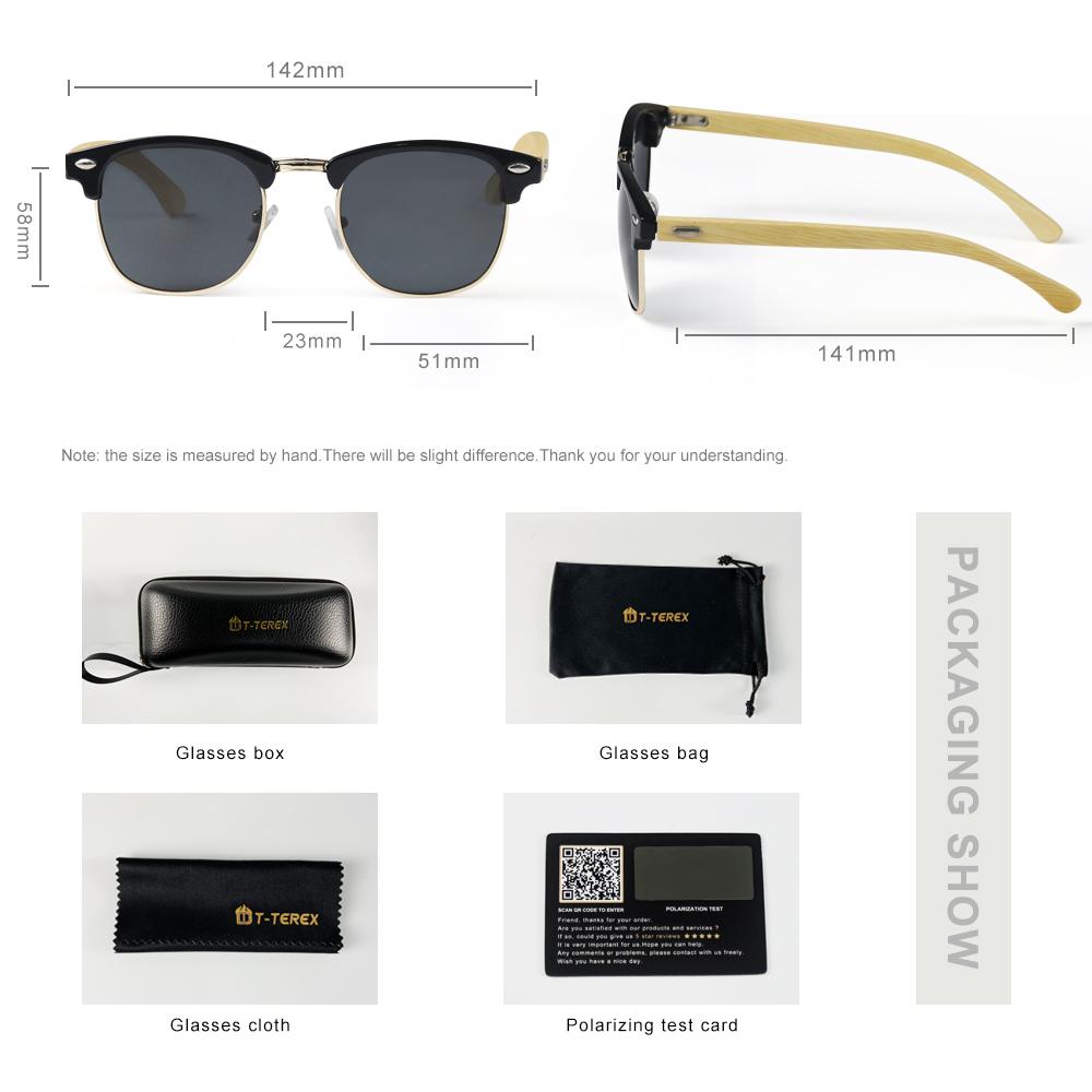 T-TEREX Kính Mát Phân Cực Chống Chói Ống Kính UV400 Khung Gỗ Kính Chống Nắng Gỗ Ngôi Đền Dành Cho Nam Nữ A827