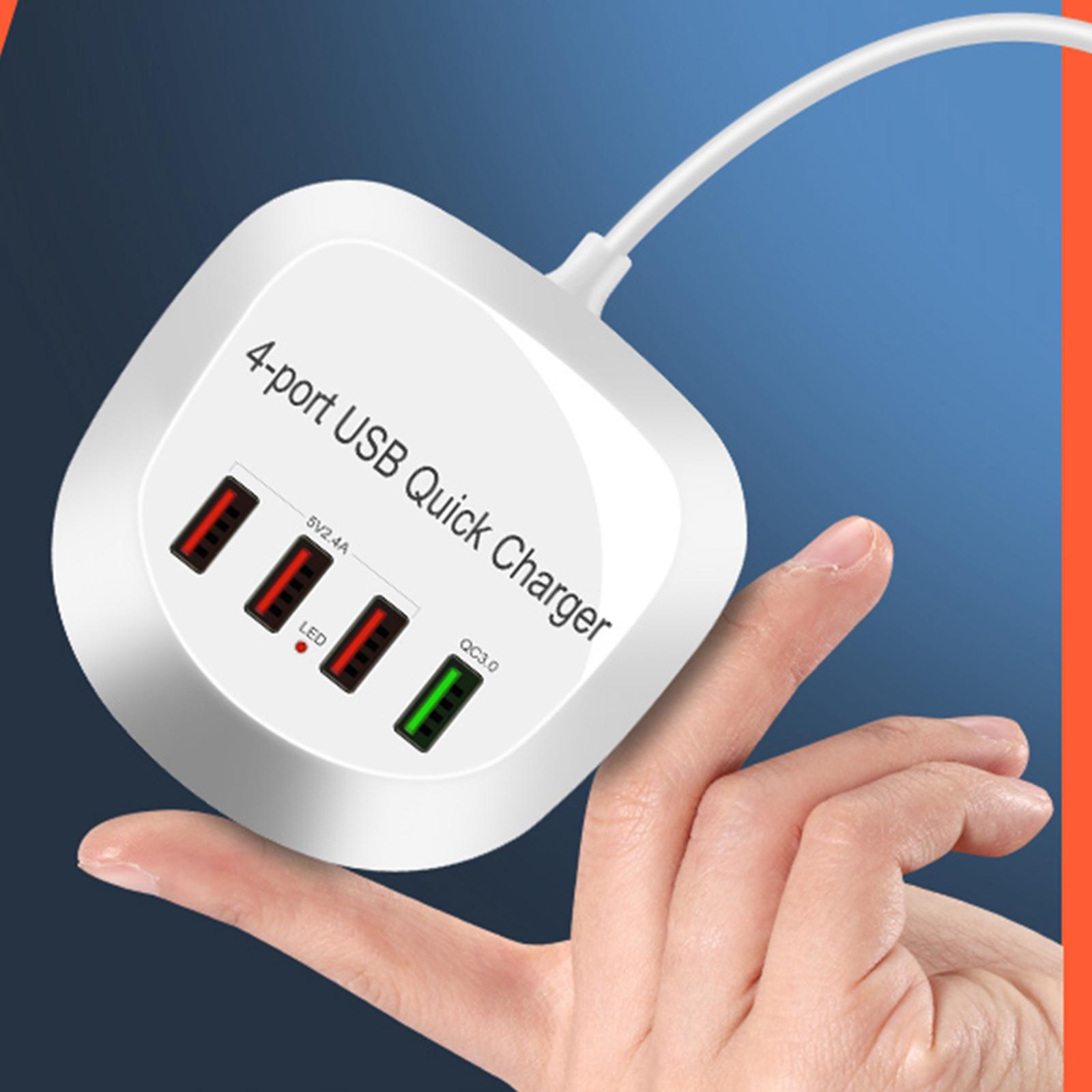 USB Charger Hub with 3.0 4 USB Ports Compact Plug-US