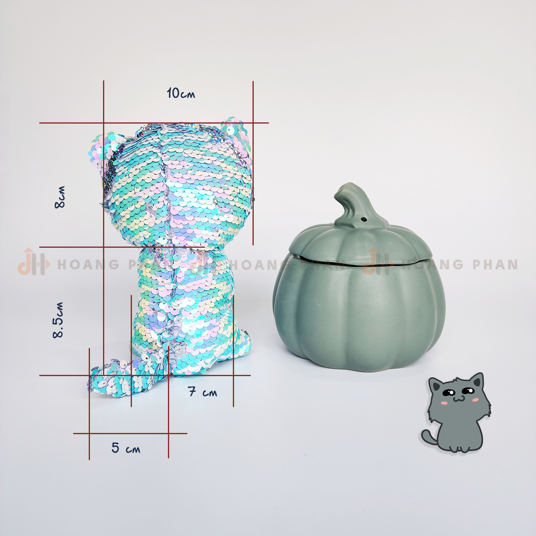 Mèo Bông Sequin Thông Thái Đính Cườm Lấp Lánh