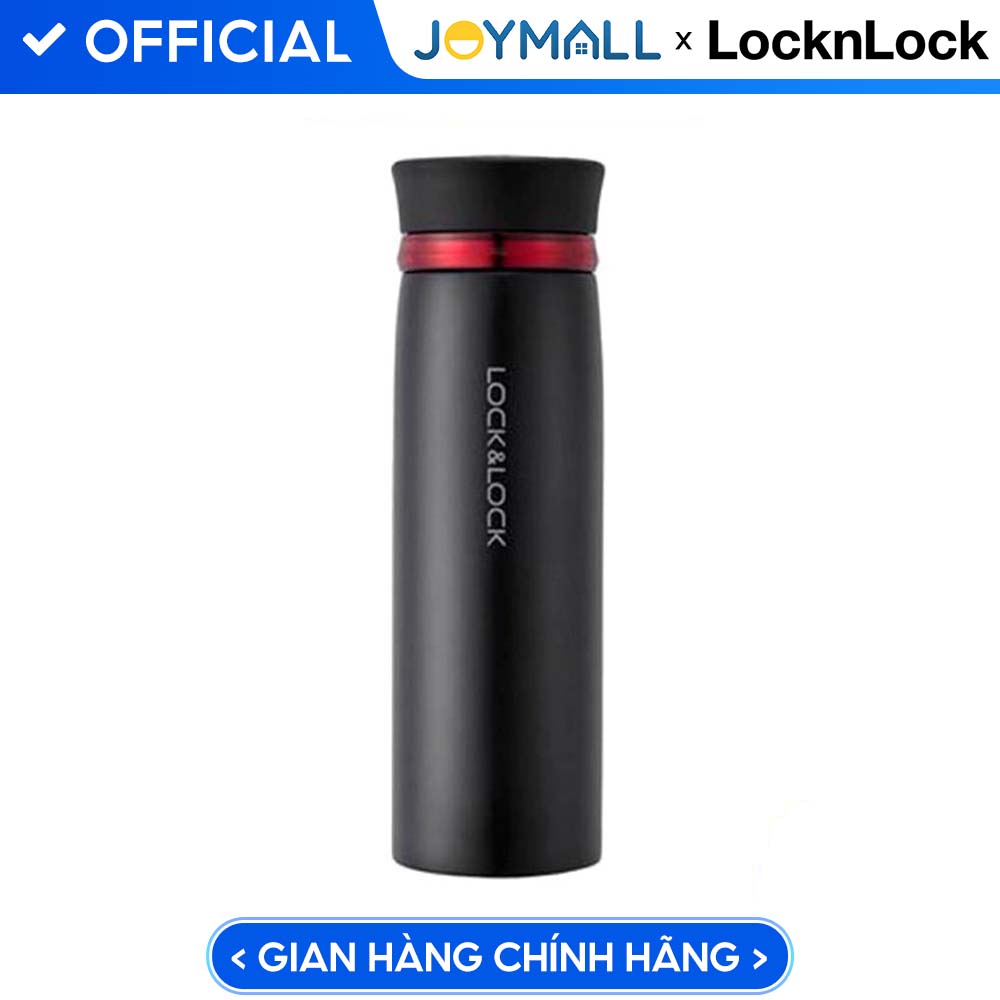 Bình Giữ Nhiệt 450ml Lock&amp;Lock Feather Light màu đen đỏ LHC4131BKR, Hàng chính hãng - JoyMall