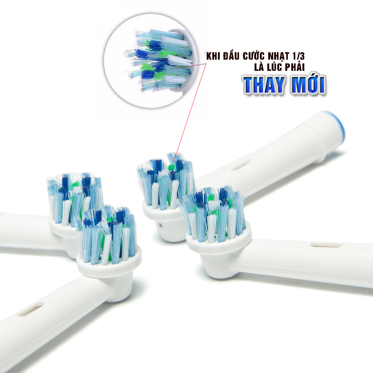 Cho máy Oral B Braun Cross Action EB-50A, Set Bộ 4 đầu bàn chải đánh răng điện đánh tan mảng bám