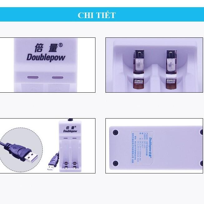 Bộ sạc pin Doublepow dùng sạc 2 viên pin AA/AAA cổng USB