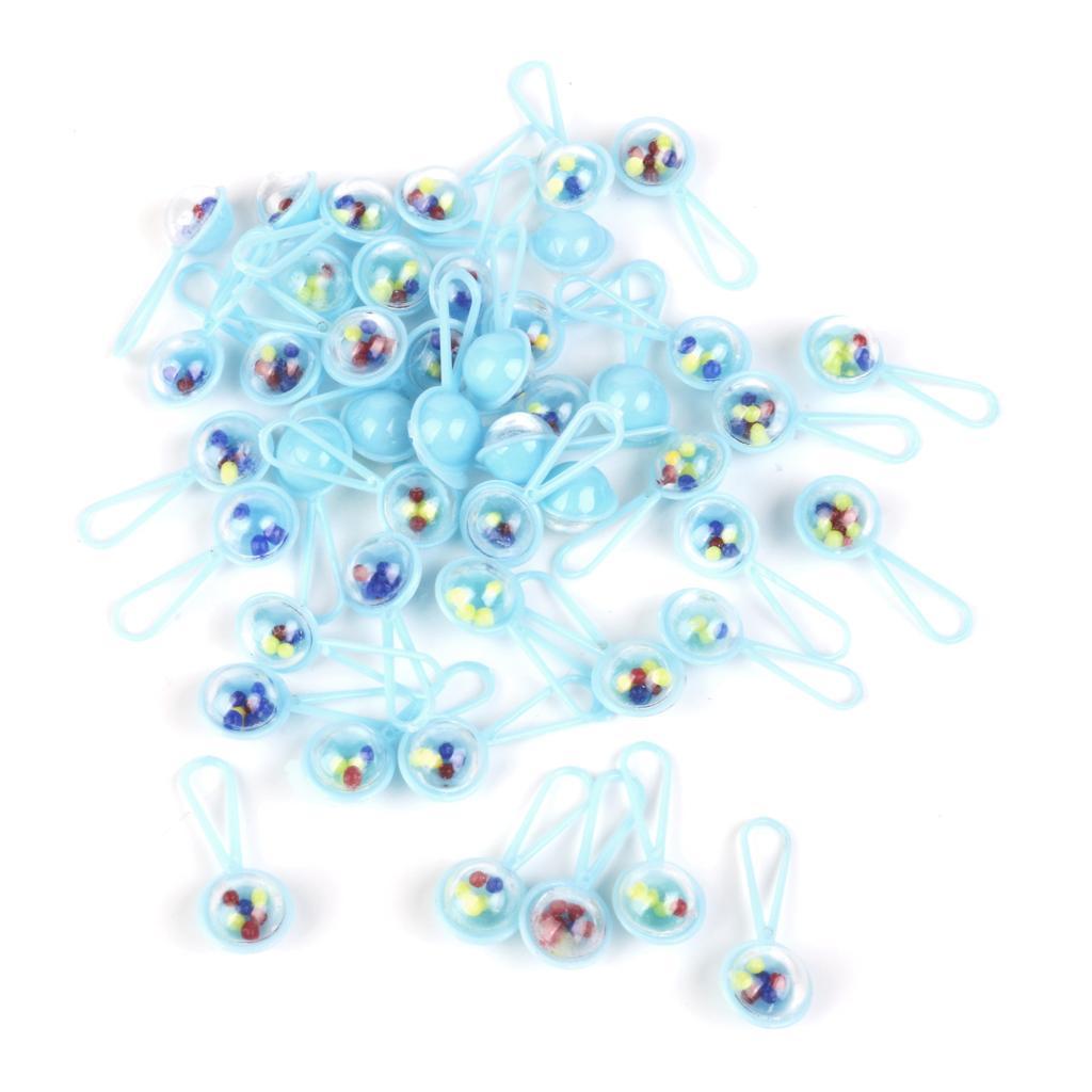 4xMini Rattles Baby Shower Favors Party Decor Gift Favor 50pcs Blue