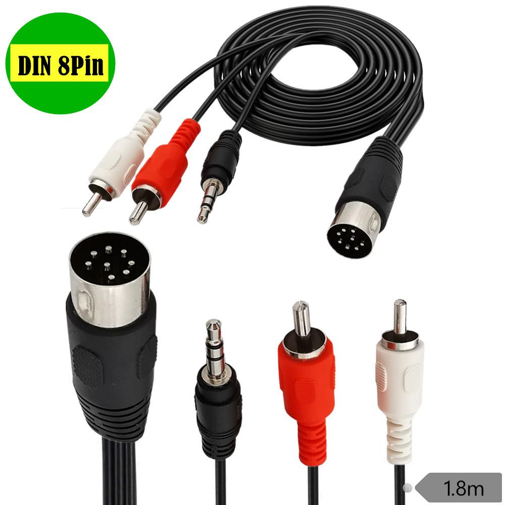 Đối với máy thu hoặc máy nghe nhạc CD và loa siêu trầm 8 chân DIN đến 2RCA Male /3,5mm Audio 8 pin DIN /RCA Cáp 1,8m