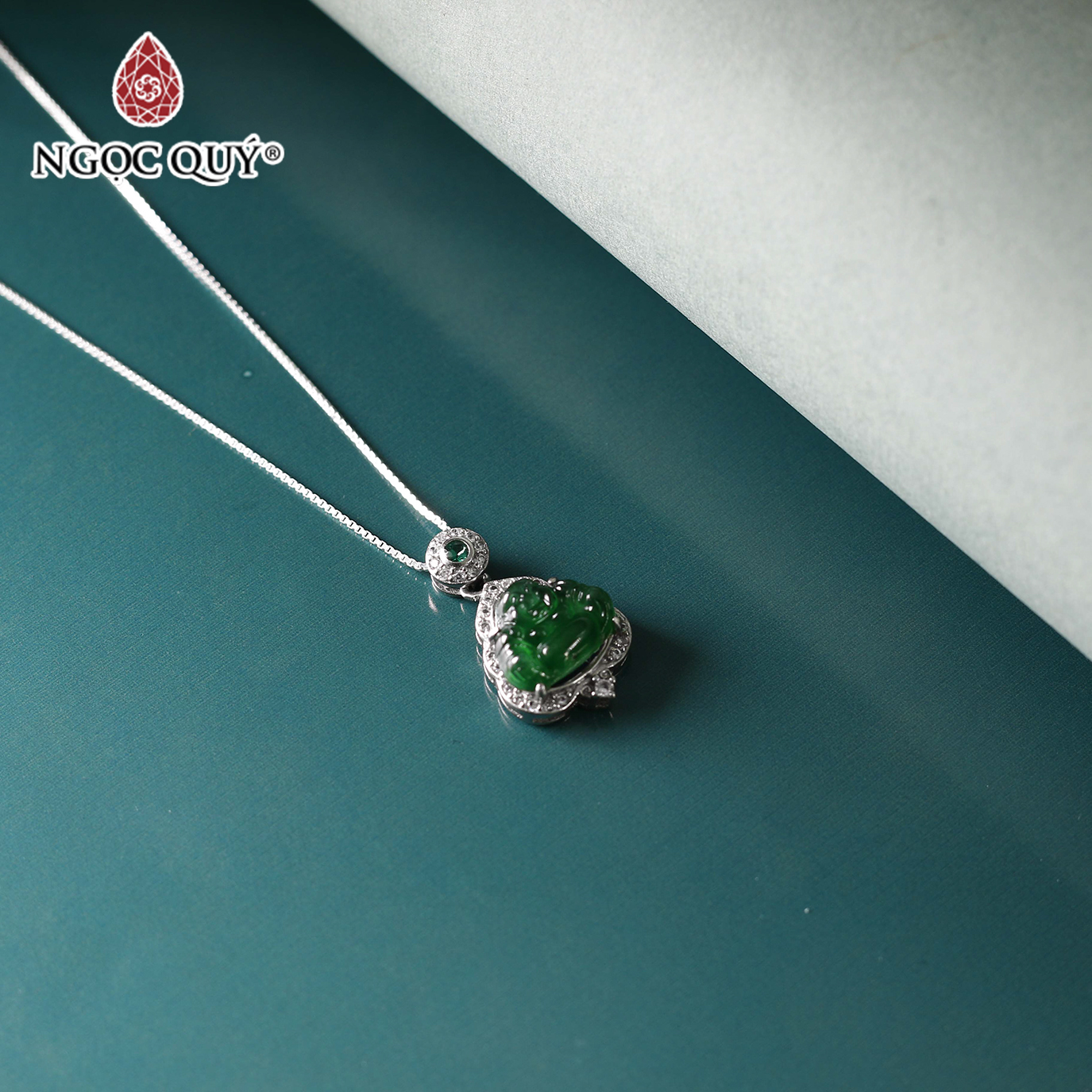 Dây chuyền Di lặc phỉ thúy cao băng lục type A - 15x12mm dài 19mm - Ngọc Qúy Gemstones