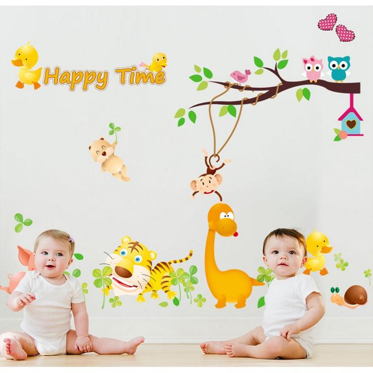 Hình ảnh Sticker Decal dán tường - Happy Time - MJ8019