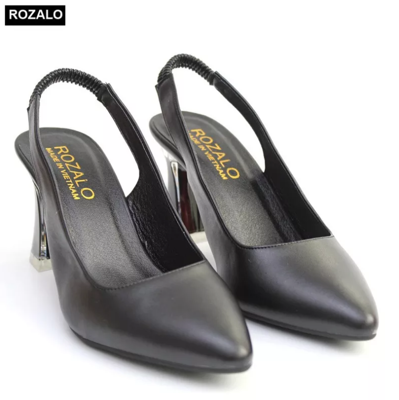 Sandal bít mũi cao gót 7P quai pha chun Rozalo R5370