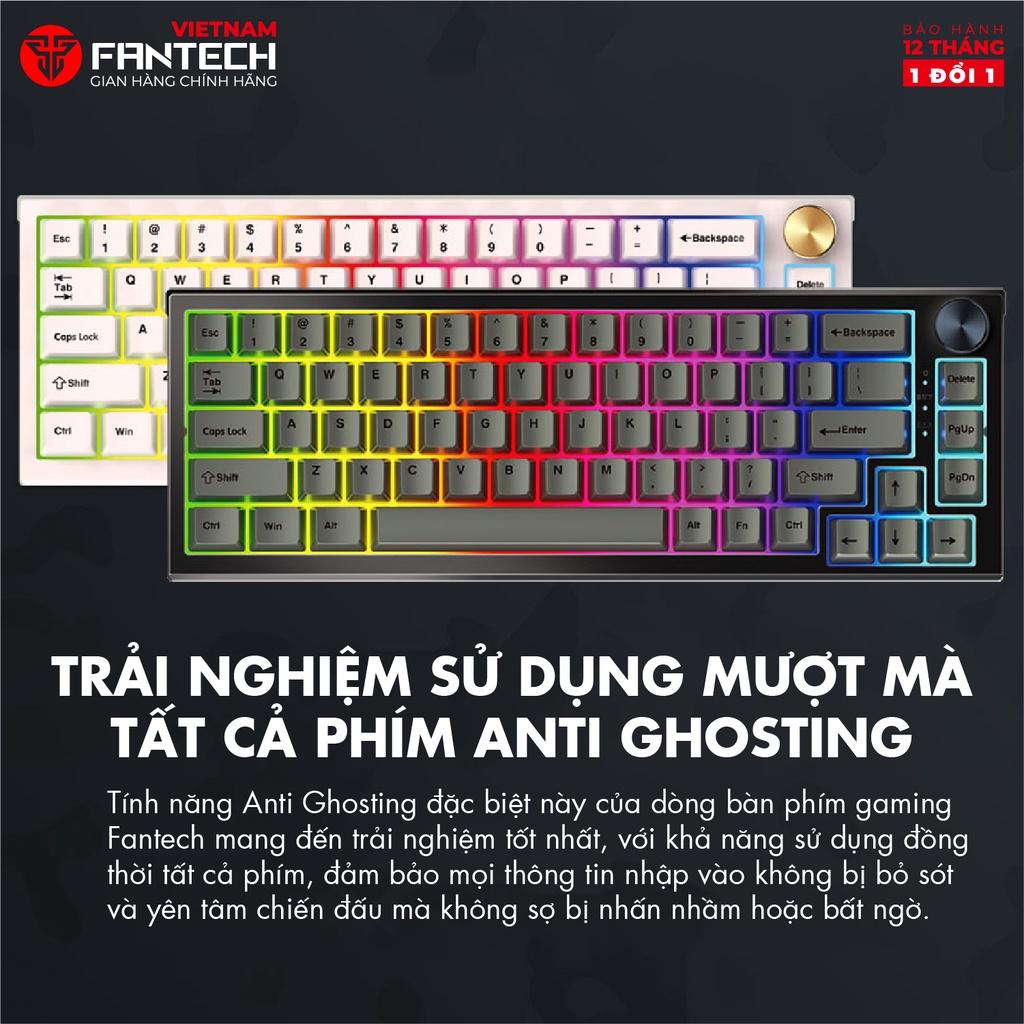 Bàn phím cơ custom FANTECH MK858 MAXFIT67 LED RGB Tháo lắp hotswap - Switch Kailt box white/ Gateron milky yellow - Hàng Chính Hãng