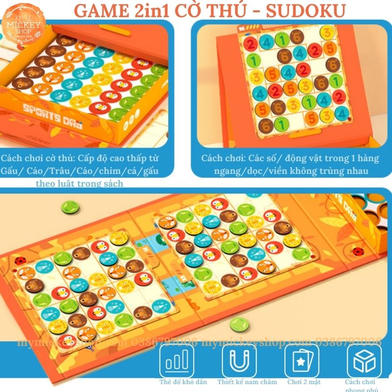 Trò chơi Trí Tuệ Mideer Sudoku 2 trong 1 có 4 cấp độ cho bé từ 3 4 5 6 tuổi - Mideer sudoku 2 in 1