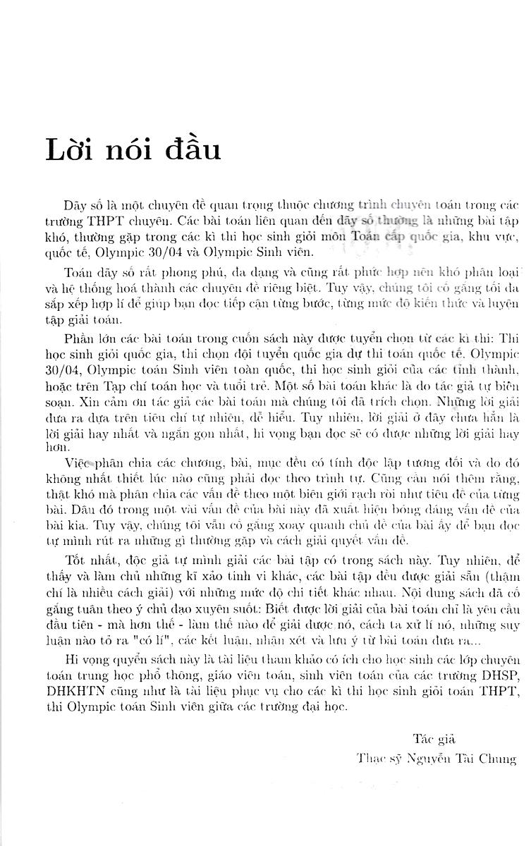 Bồi Dưỡng Học Sinh Giỏi - Chuyên Khảo Dãy Số