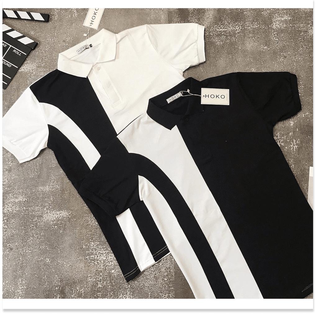 Áo thun nam cổ trụ phối NEW SỌC TRẮNG ĐEN CỰC ĐẸP , HOT PHONG CÁCH HÀN THỜI TRANG LANA FASHION