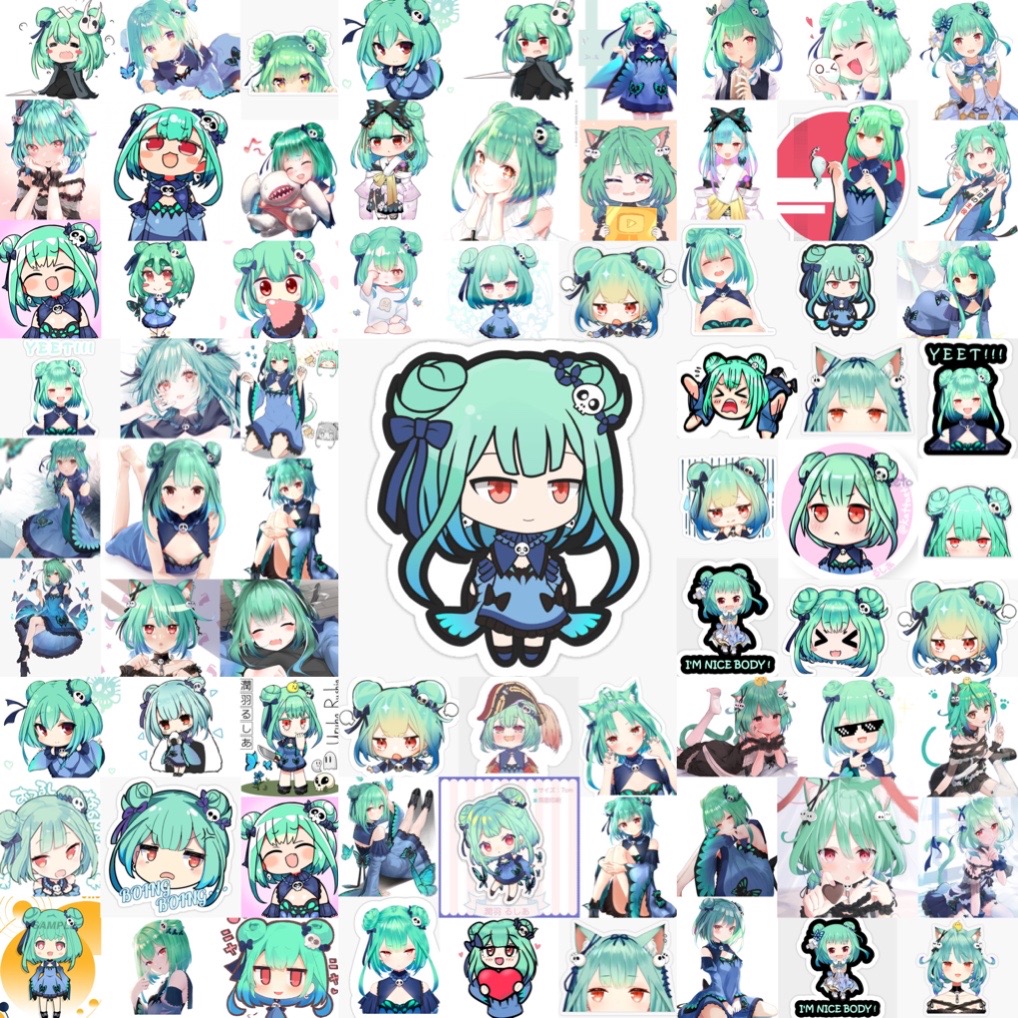 Ảnh Sticker Uhura rushia 30-60 cái ép lụa khác nhau/Hình dán Vtuber uhura rúhia