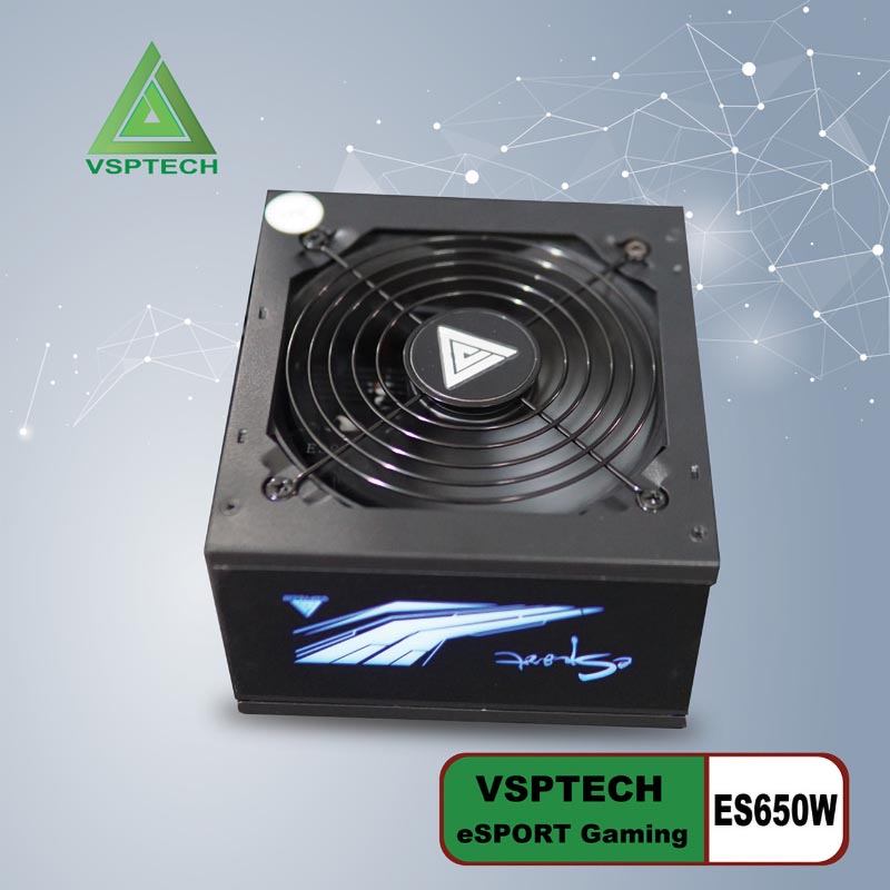 VSPTECH ES650W (650W) (LED màu ngẫu nhiên RGB, Chuẩn 80Plus, Chuyên Main 2CPU)