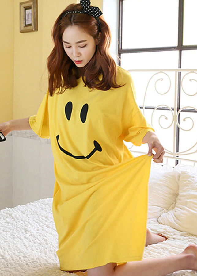 Đầm suông from rộng co giãn 4 chiều, hình mặt cười 120