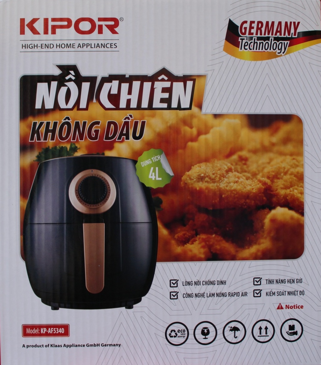 Lò Nướng Chân Không Khí Nồi Chiên Không Dầu Kipor KP-AF5340 (4 lít) - Chính Hãng