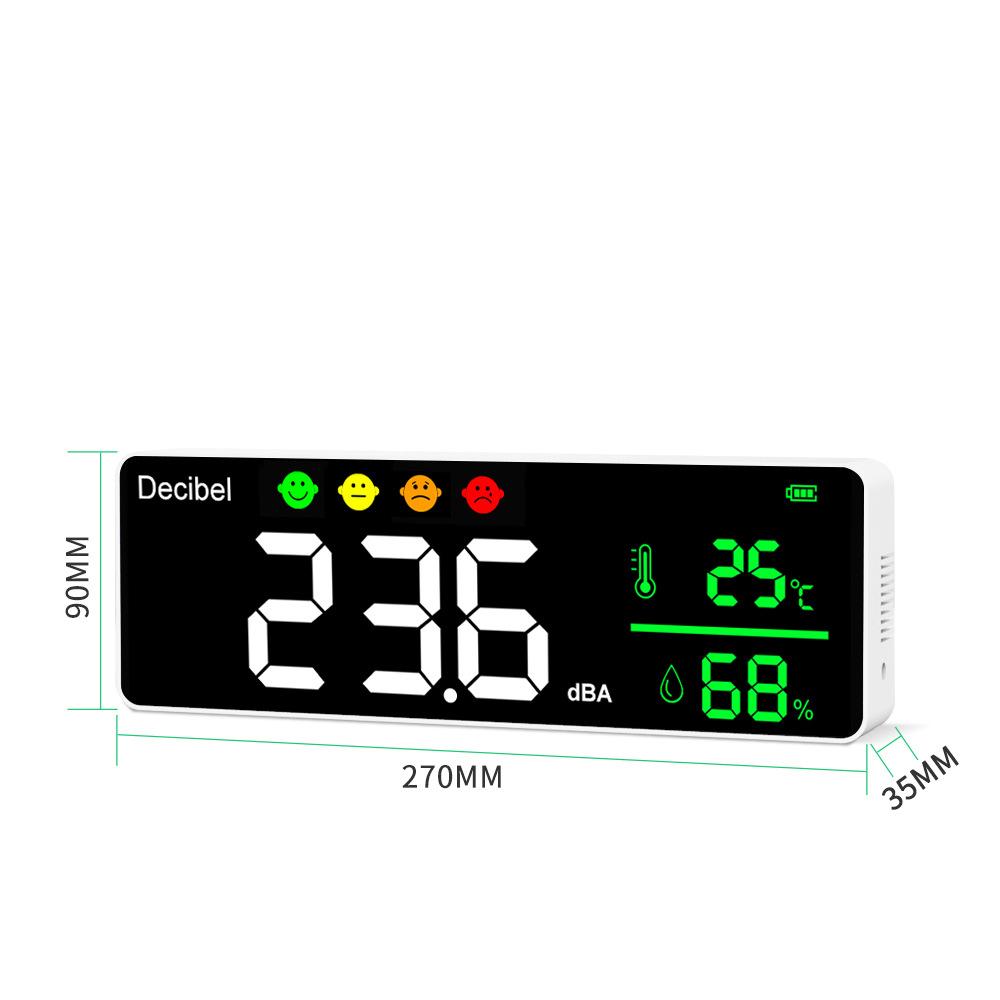 Noise Measuring Instrument Digital Decibel Sound Meter Temperature Meter Humidity Meter 3-in-1 Detector Indoor Wall Mounted Large Screen Tester