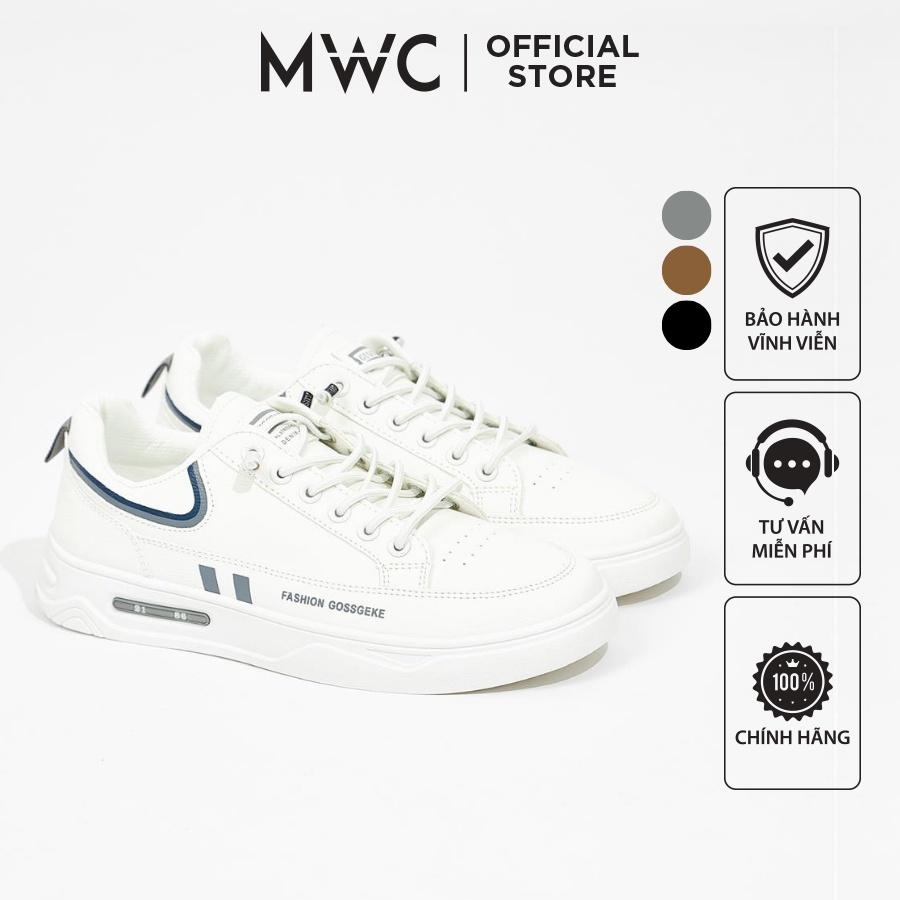 Giày Thể Thao Nam MWC 5430 - Giày Thể Thao Nam Màu Trắng Phối Viền Màu Cao Cấp, Sneaker Nam Cổ Thấp Năng Động Cá Tính