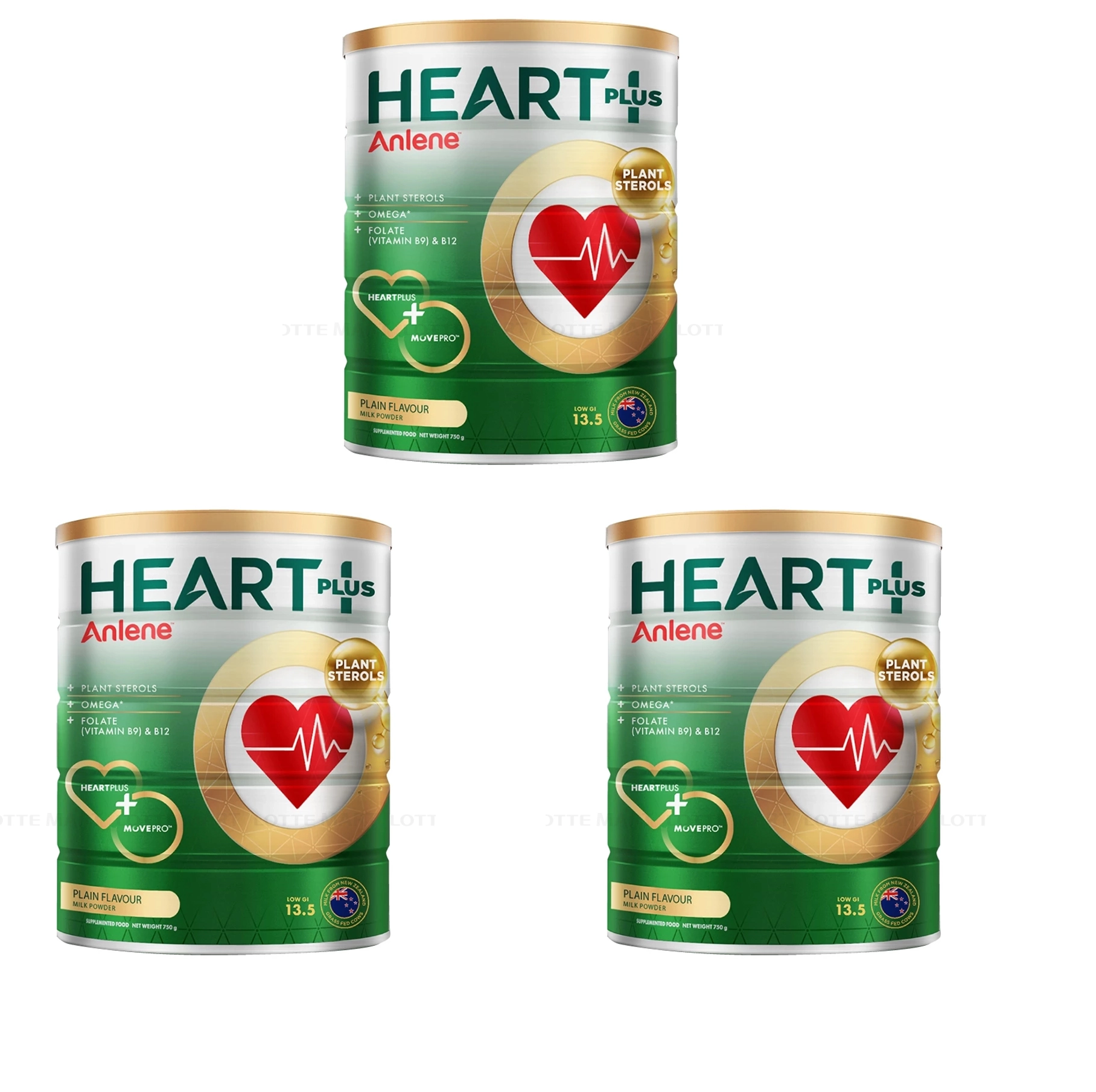 Combo 3 lon Anlene Heart Plus với dưỡng chất chăm sóc sức khỏe tim mạch 750g/lon