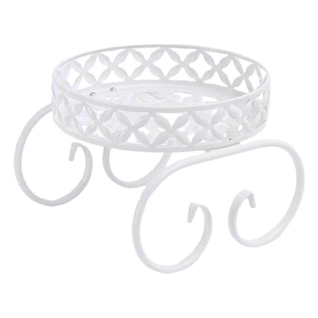Indoor Pot Iron Patio Decor  Shelf Outdoor Metal Display White