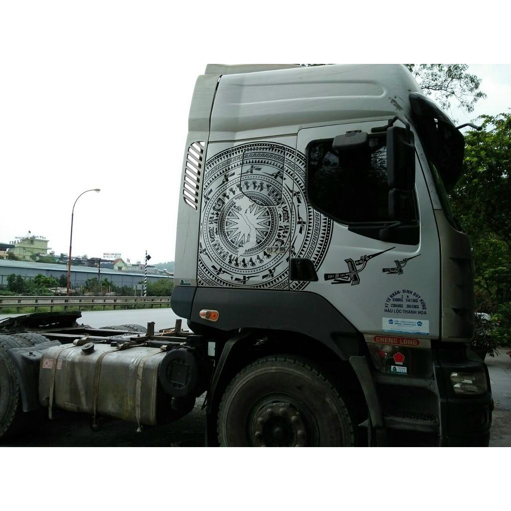 Decal dán tem xe tải mẫu trống đồng đủ bộ decan ô tô chất lượng cao, không ố vàng, decan ngoài trời sắc nét