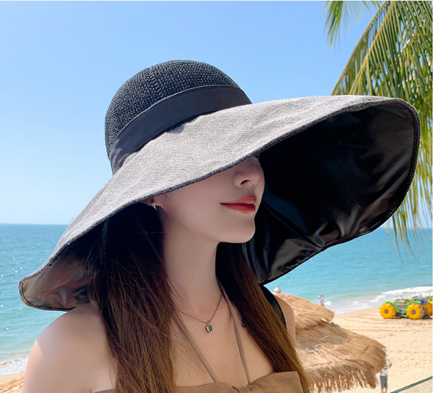 Hình ảnh Mũ rộng vành chống nắng chống tia UV cao cấp mới nhất, nón nữ rộng vành thắt nơ thời trang