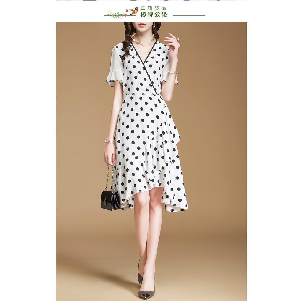 DRESS218-ĐẦM CHẤM BI XÒE THIẾT KẾ S-6XL
