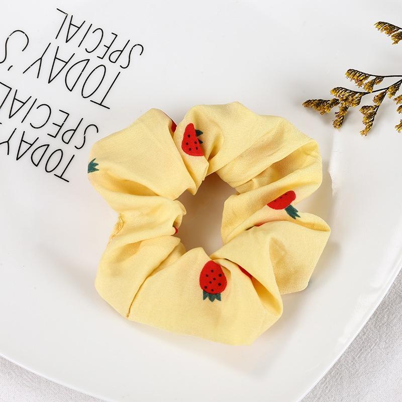 Scrunchies buộc tóc nhiều họa tiết; họa tiết trái cây nữ tính thanh lịch PK707-PK708