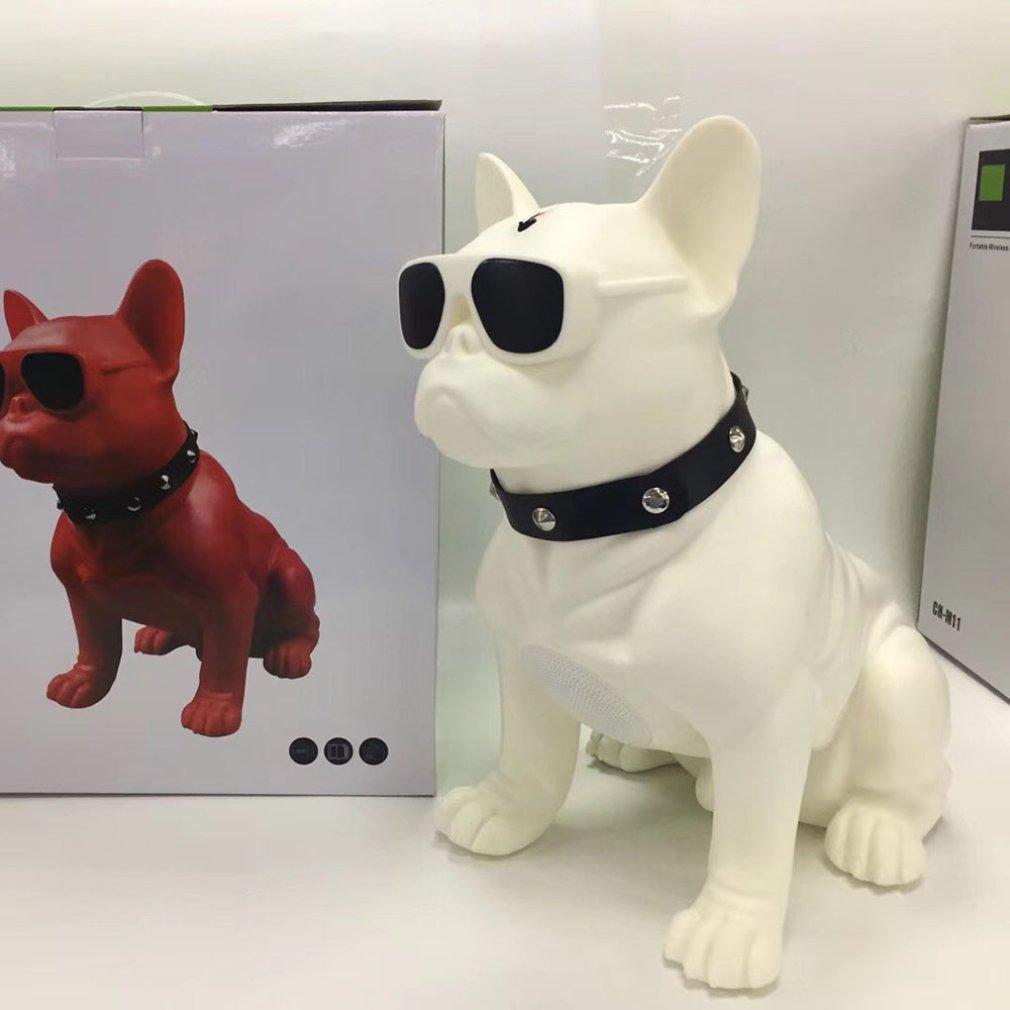 M11 Bulldog Shape Loa không dây tương thích Bluetooth Loa siêu trầm Quà tặng chống vỡ đa năng Loa máy tính Màu sắc: Trắng