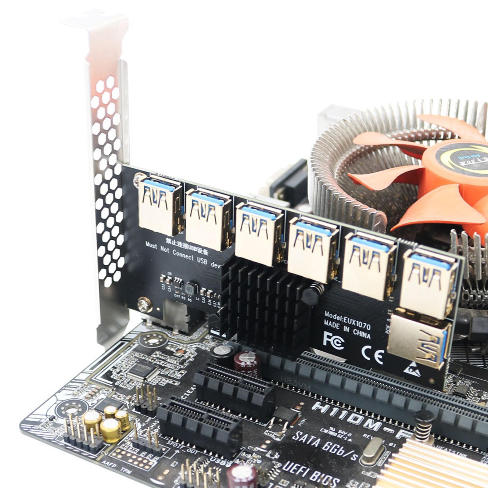 PCIe 1 to 7 PCI Express USB3.0 7 Ports 7 USB Sockets 1x to 7x Riser Card for Windows XP