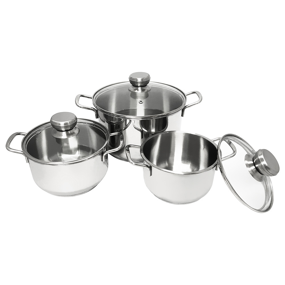 Bộ 3 nồi inox 3 đáy nắp kính Duxton DG06-3DK 16-20-24cm