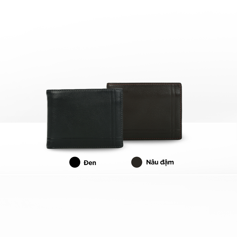 Ví nam da thật cầm tay chữ nhật hoạ tiết đường kẻ IDIGO MW1-5025-00