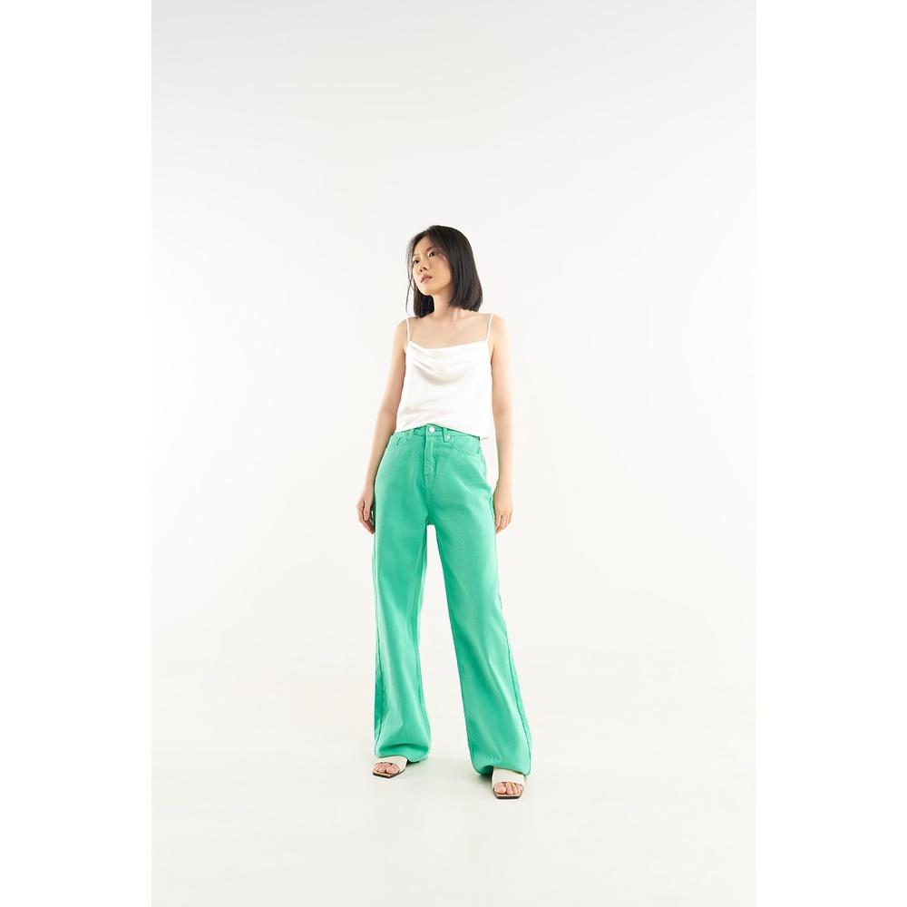 DOTTIE - Quần jeans dài ống rộng nữ xanh lá Q0282