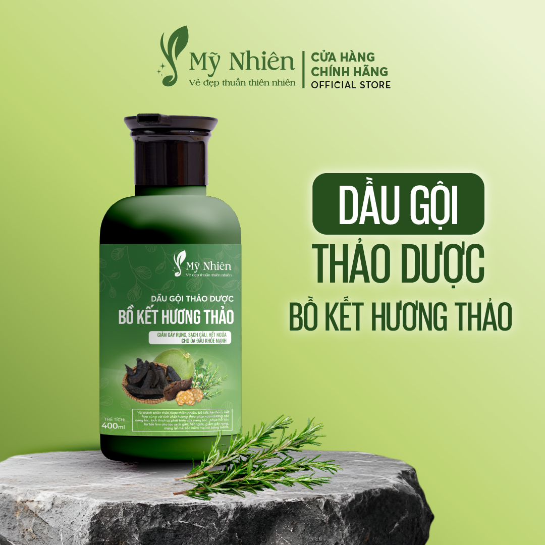 Dầu Gội, Xả Thảo Dược Mỹ Nhiên 400ml/300ml Dưỡng Tóc Tinh Chất Bồ Kết Hương Thảo - Làm Sạch Da Đầu, Nuôi Dưỡng Tóc Mềm Mượt, Giúp Tóc Khỏe Tự Nhiên