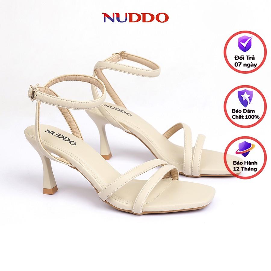 Giày sandal nữ cao gót NUDDO quai ngang đẹp gót nhọn 7 phân kiểu dáng thời trang sang trọng