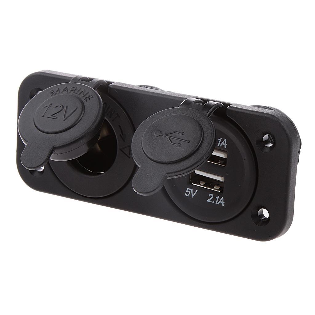 Dual USB Charger Socket Power Outlet 2.1A & 2.1A for Car Boat Marine Mobile