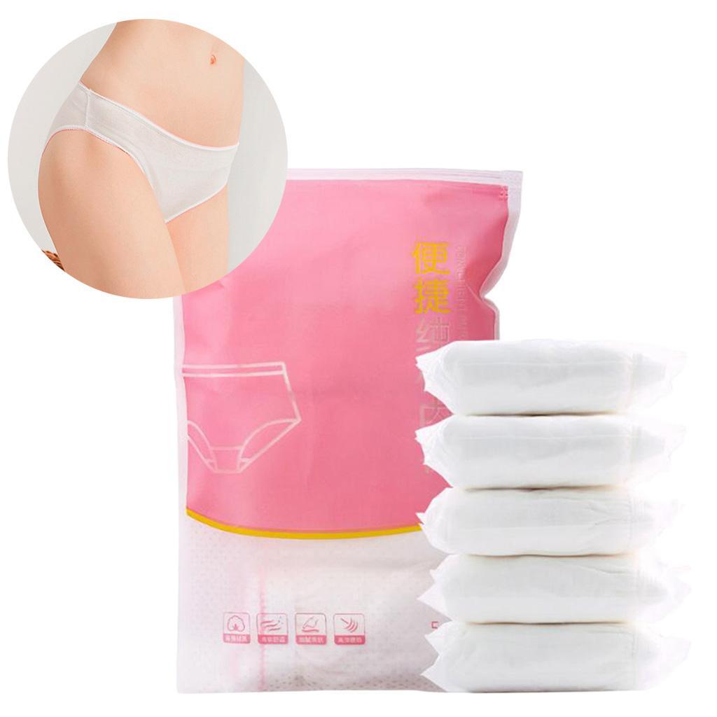 Pack of 5 Women Period Panties Dispoable Incontinence Underwear Cotton Breathable Travel Briefs