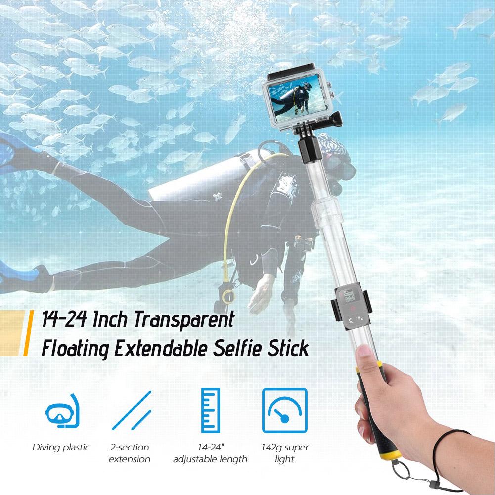 Gậy chụp ảnh tự sướng có thể mở rộng với kẹp điều khiển từ xa 36-62cm / 14-24 inch