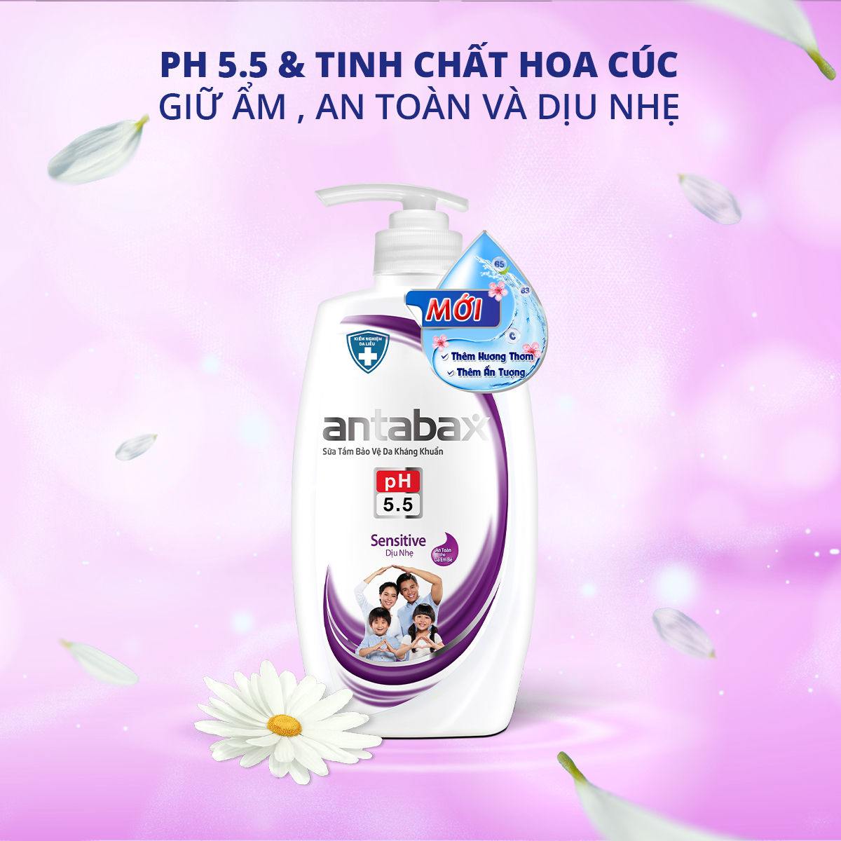 Sữa Tắm Bảo Vệ Da Kháng Khuẩn Antabax Sensitive Dịu Nhẹ 550ml