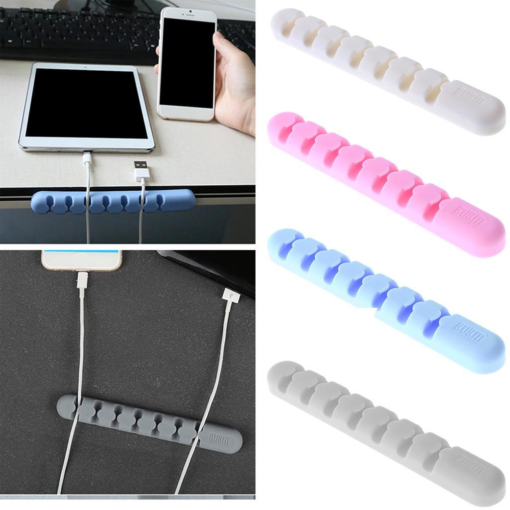 Desktop Cable Storage Silicon Wire Organizer Holder Clip Clamps White