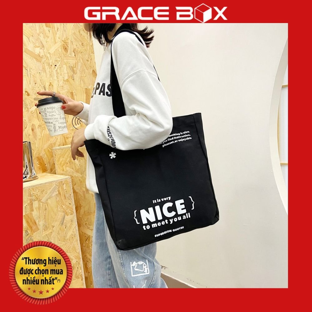 Túi Vải Canvas - Túi Vải Bố NICE Phong Cách Hàn Quốc - Siêu Thị Bao Bì Grace Box