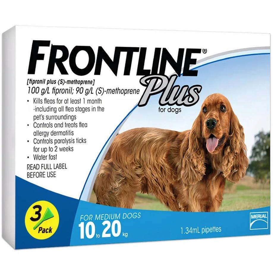 Thuốc diệt ve rận cho chó, thuốc nhỏ gáy trị ve chó Frontline, cho chó 10kg - 20kg. Frontline Plus For Dogs