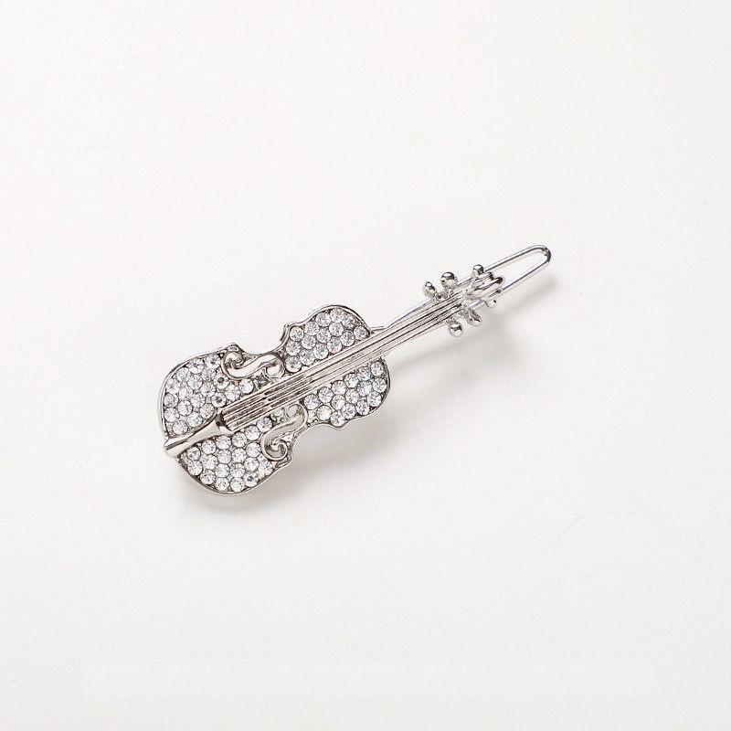 Kẹp tóc đàn violin đính đá Rhinestone kẹp tóc mái phụ kiện tóc