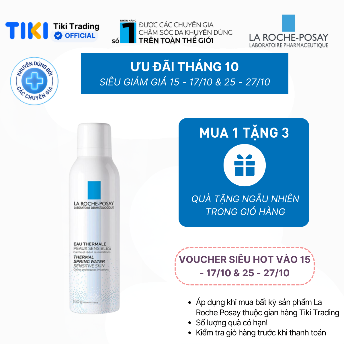 Nước xịt khoáng làm sạch và làm dịu cho da nhạy cảm La Roche-Posay Thermal Spring Water 150ml