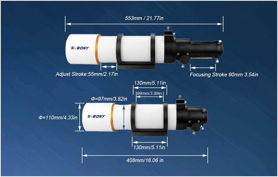 Kính thiên văn khúc xạ 90mm OTA (SV48P)