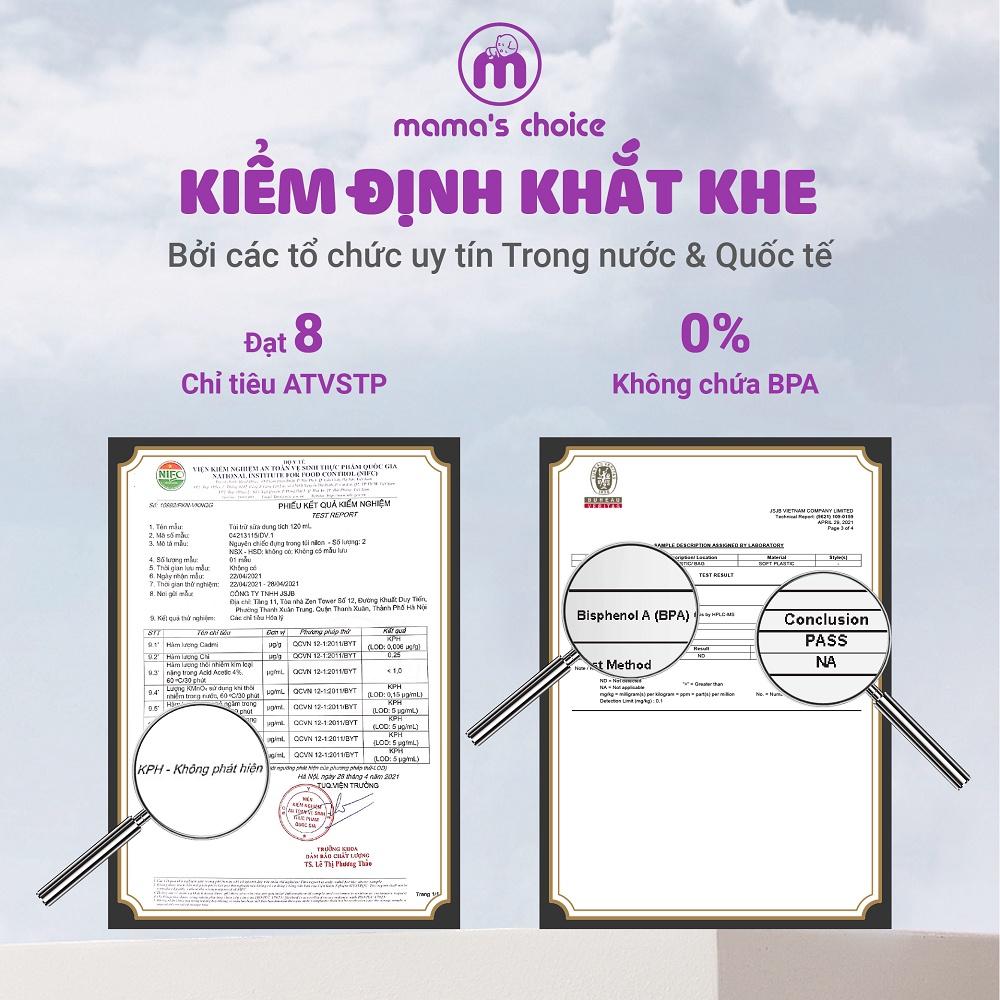 Combo Bình Trữ Sữa và Túi Trữ Sữa Mama’s Choice, Bảo Quản và Trữ Sữa Mẹ, Kiểm Định An Toàn Quốc Tế Bureau Veritas