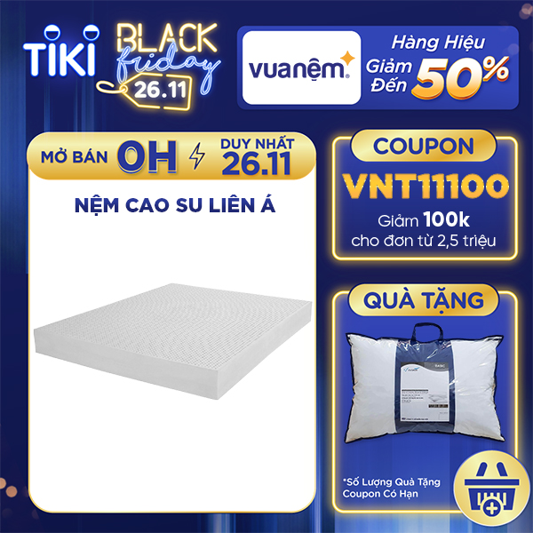 Nệm 100% cao su thiên nhiên Liên Á Classic nâng đỡ cột sống lưng vững chắc