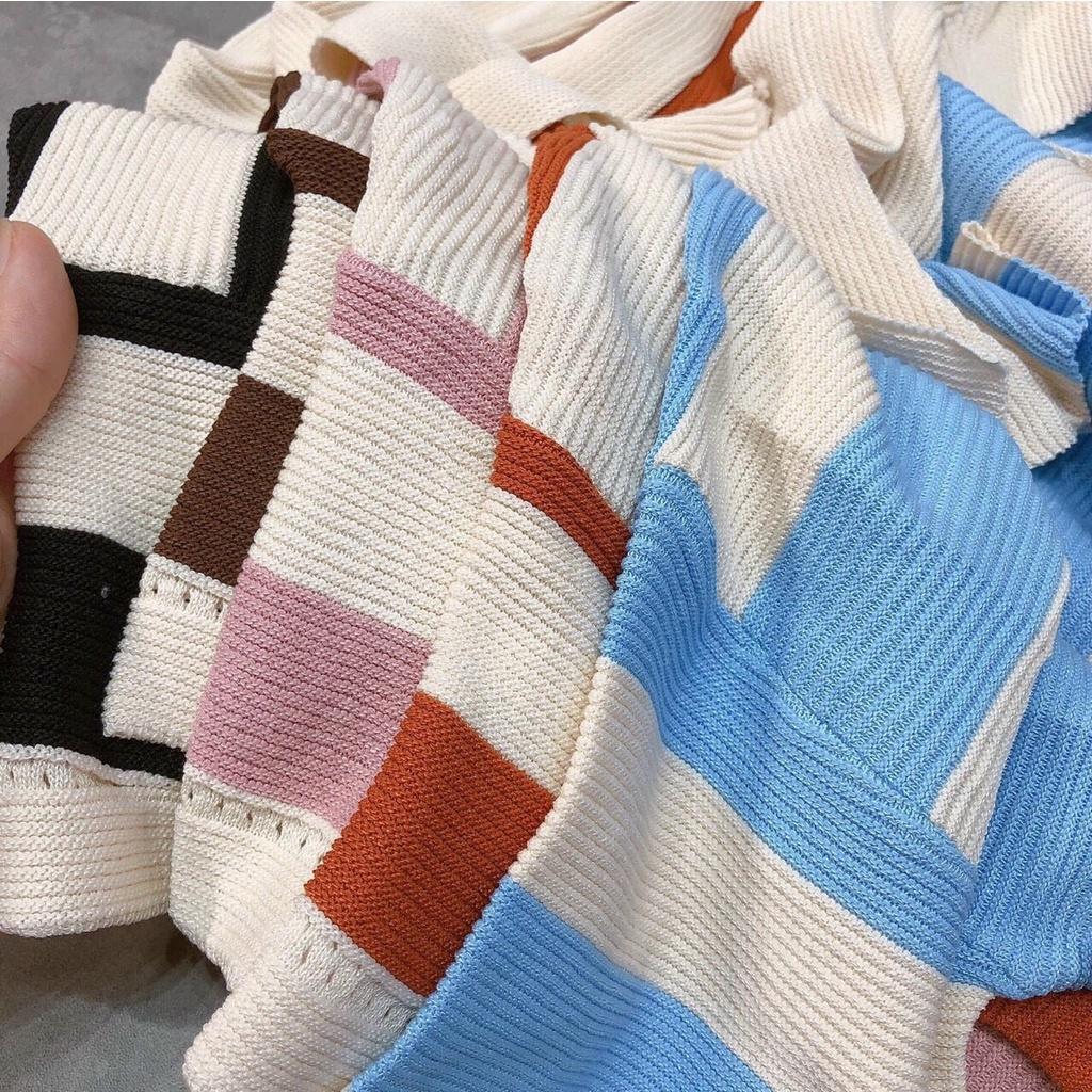 Áo croptop kẻ ngang cổ đức