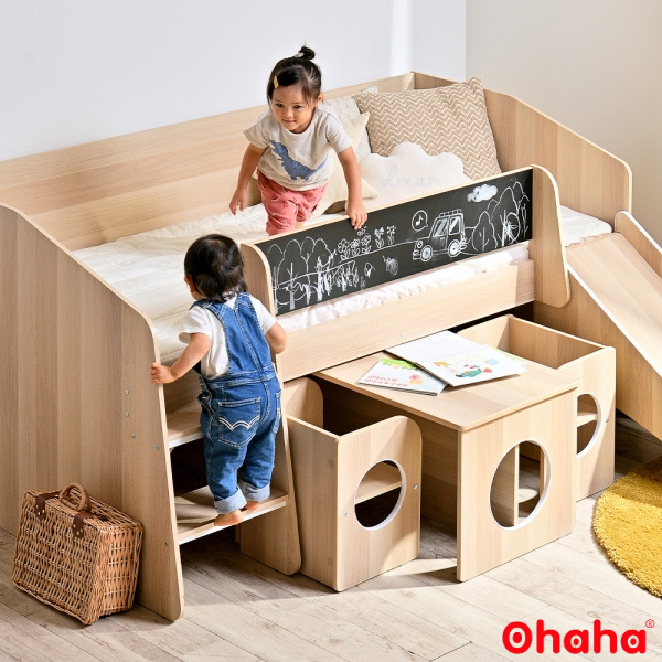 [Kèm Video Thực Tế - Miễn phí vận chuyển &amp; Lắp đặt] Giường tầng trẻ em thông minh cao cấp xếp gọn kèm bàn ghế Ohaha  -  GTXG001