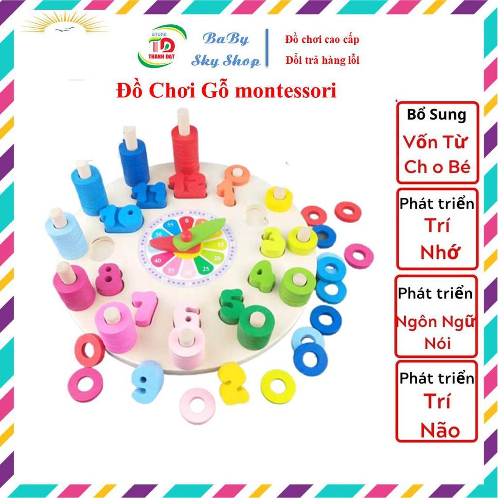 Đồng Hồ Cột Tính Montessori - Đồ Chơi Bằng Gỗ Thông Minh Giúp Phát Triển Trí Tuệ, An Toàn Cho Bé