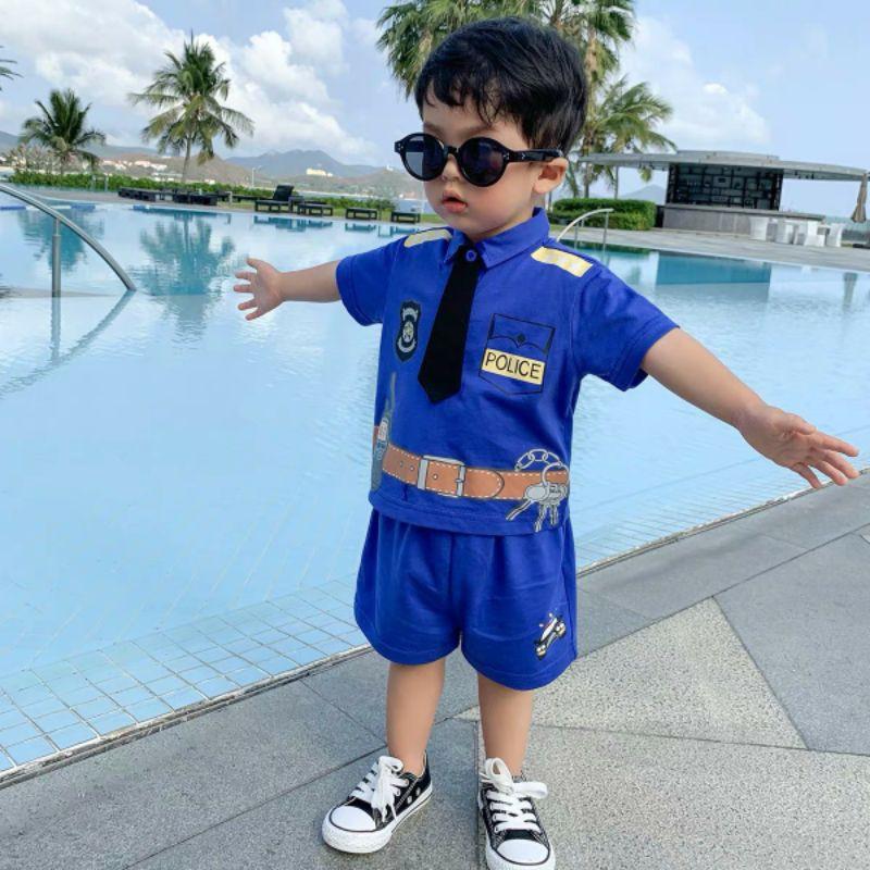 Bộ đồ cho bé trai chất coton co giãn 4 chiều mẫu POLIS từ 7-18kg